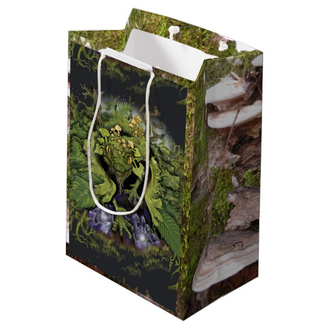 Sac Cadeau Moyen Dragon forestier dans la mousse (Dos Angle)