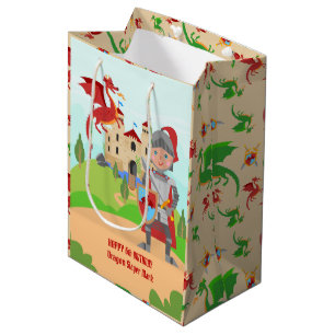 Sac Cadeau Moyen Dragon Slayer Knight Boy fête d'anniversaire