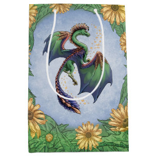 Sac Cadeau Moyen Dragon vert d'été Nature Imaginaire Art