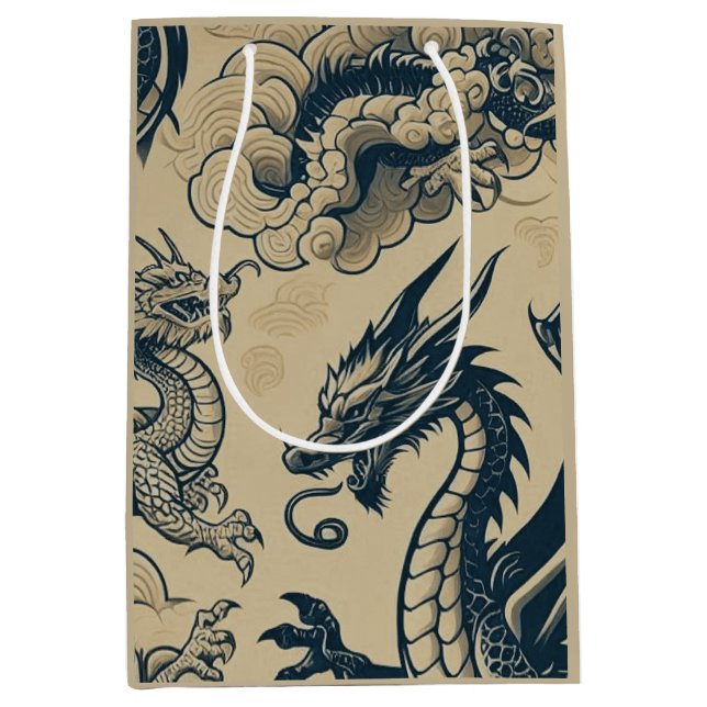 Sac Cadeau Moyen Dragons Fantasy Antiquités  (Devant)