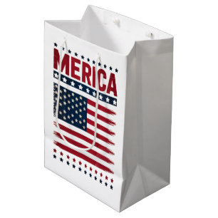 Sac Cadeau Moyen Drapeau Américain 4 Juillet Merica