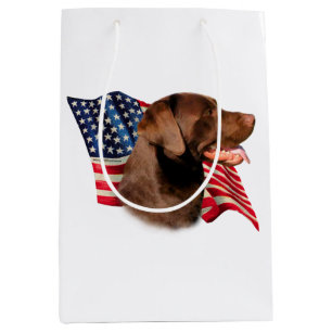 Sac Cadeau Moyen Drapeau américain de récupération de chocolat Labr