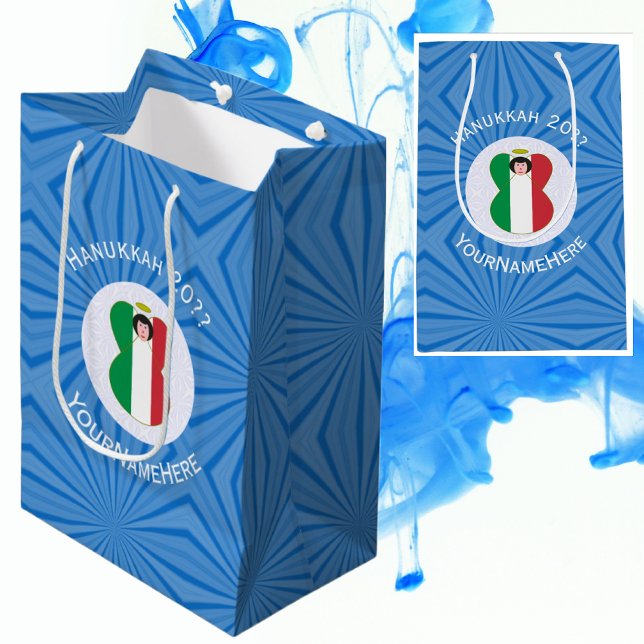 Sac Cadeau Moyen Drapeau d'ange italien pour Hanoukka (Créateur téléchargé)