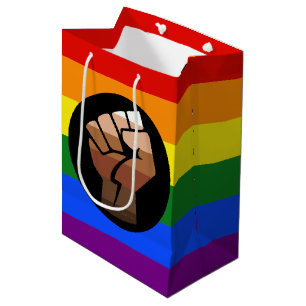 Sac Cadeau Moyen Drapeau de couleur des personnes queer de Slippery