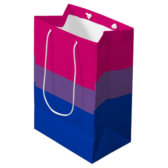 Sac Cadeau Moyen Drapeau de fierté bisexuel (Devant Angle)