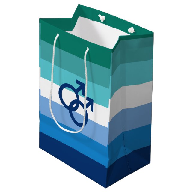 Sac Cadeau Moyen Drapeau de fierté gay MLM (Devant Angle)