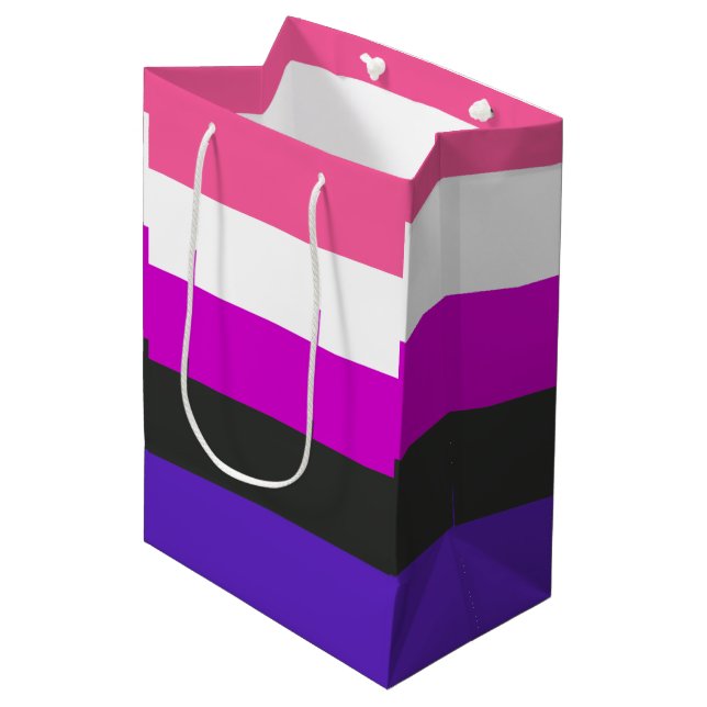 Sac Cadeau Moyen Drapeau de fierté genderfluid (Devant Angle)