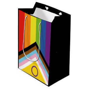 Sac Cadeau Moyen Drapeau de fierté intersexe de SlipperyJoe's fond