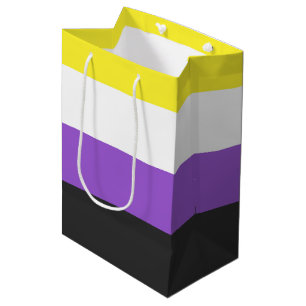 Sac Cadeau Moyen Drapeau de fierté non binaire de SlipperyJoe's jau