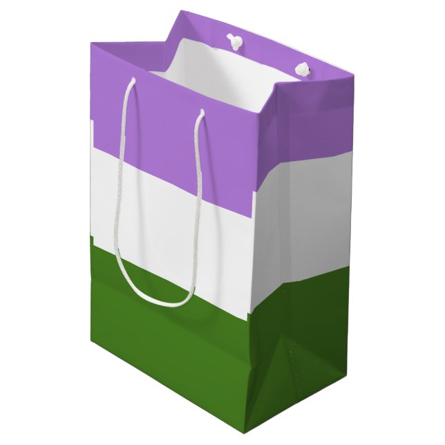 Sac Cadeau Moyen Drapeau de la fierté queer (Devant Angle)