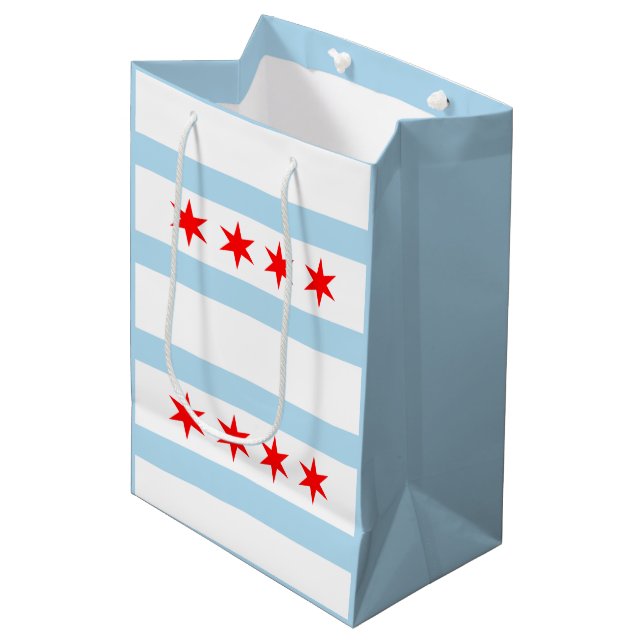 Sac Cadeau Moyen Drapeau de la ville de Chicago (Devant Angle)