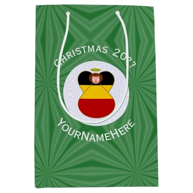 Sac Cadeau Moyen Drapeau de Noël Angel allemand personnalisé (Devant)