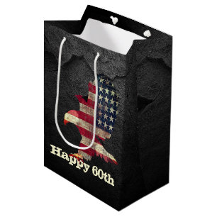 Sac Cadeau Moyen Drapeau et aigle à tête blanche 60e anniversaire
