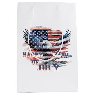 Sac Cadeau Moyen Drapeau et aigle des États-Unis. 4 juillet. En