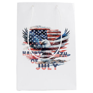 Sac Cadeau Moyen Drapeau et aigle des États-Unis. 4 juillet. En