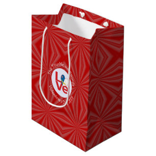 Sac Cadeau Moyen Drapeau LOVE Azores Rouge Personnalisé