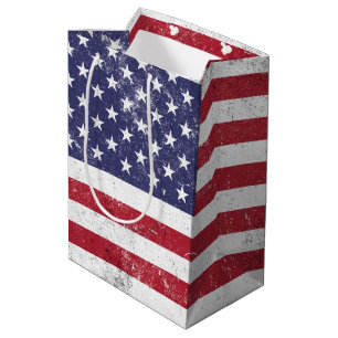 Sac Cadeau Moyen Drapeau vintage USA Patriotique Américain Rouge Bl