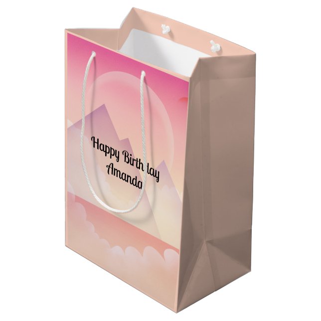 Sac Cadeau Moyen Dreamy Pastel Mountain Paysage Anniversaire (Dos Angle)