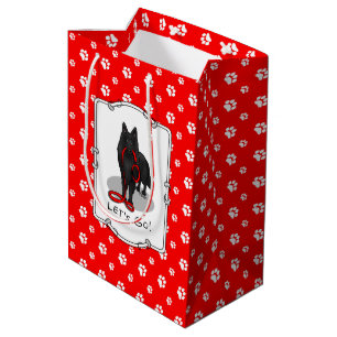 Sac Cadeau Moyen Drôle Allons-y ! Promener le Berger Belge (noir 1)