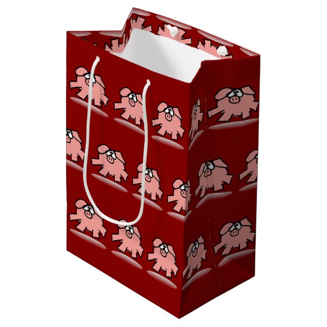 Sac Cadeau Moyen Drôle Cartoon Cochon Année Anniversaire Choisir la (Devant Angle)