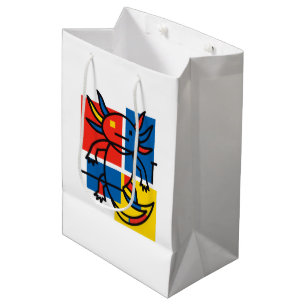 Sac Cadeau Moyen Drôle de motif d'art abstrait Axolotl Piet Mondria