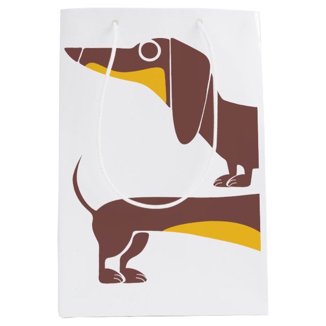 Sac Cadeau Moyen Drôle mignon dachshund pour parent chien long (Devant)