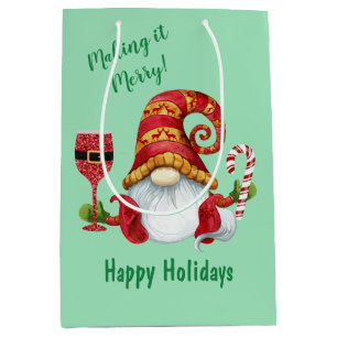 Sac Cadeau Moyen Drôle Noël Gnome
