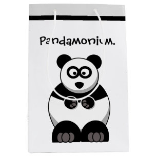 Sac Cadeau Moyen Drôle Pandamonium Panda Cartoon, Mignonne Pun Stre