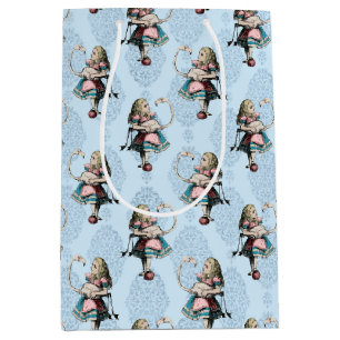 Sac Cadeau Moyen Dusty Blue & Pink Alice in Wonderland Baby shower