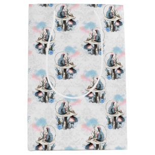 Sac Cadeau Moyen Dusty Blue & Pink Alice in Wonderland Baby shower