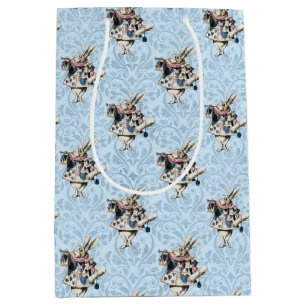 Sac Cadeau Moyen Dusty Blue & Pink Alice in Wonderland Baby shower