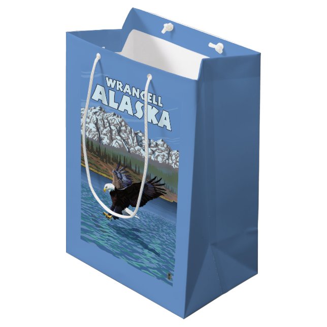 Sac Cadeau Moyen Eagle chauve plongeant - Wrangell, Alaska (Devant Angle)