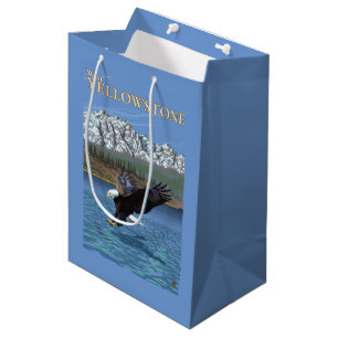 Sac Cadeau Moyen Eagle chauve plongeant - Yellowstone occidental,