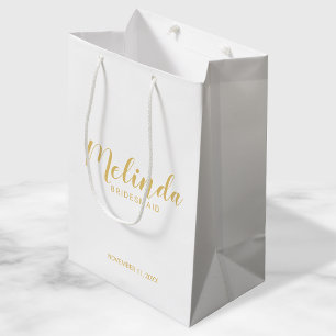 Sac Cadeau Moyen Écriture Moderne Gold Personnalisée Bridesmaitres