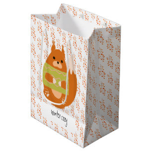 Sac Cadeau Moyen Écureuil Brown rougeâtre dans un pull vert