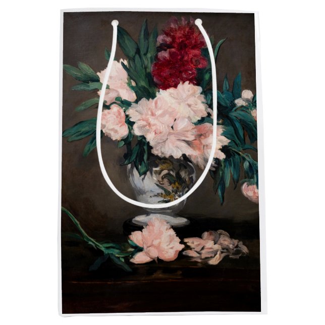 Sac Cadeau Moyen Edouard Manet - Vase de pivoines sur petit piédest (Devant)
