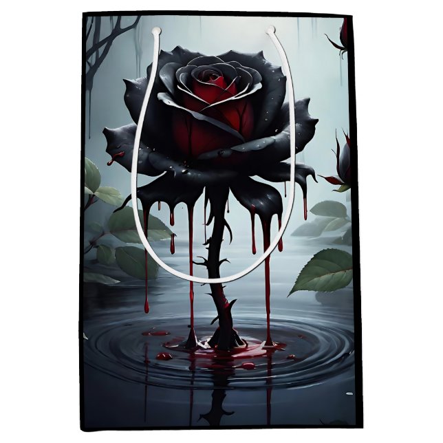Sac Cadeau Moyen Eerie black rose black  (Devant)