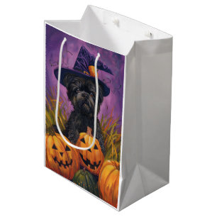 Sac Cadeau Moyen Éffrayant Affenpinscher Halloween sorcière et Citr