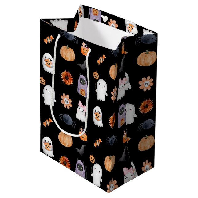 Sac Cadeau Moyen Éffrayant mignon halloween ghost aquarelle style n (Devant Angle)