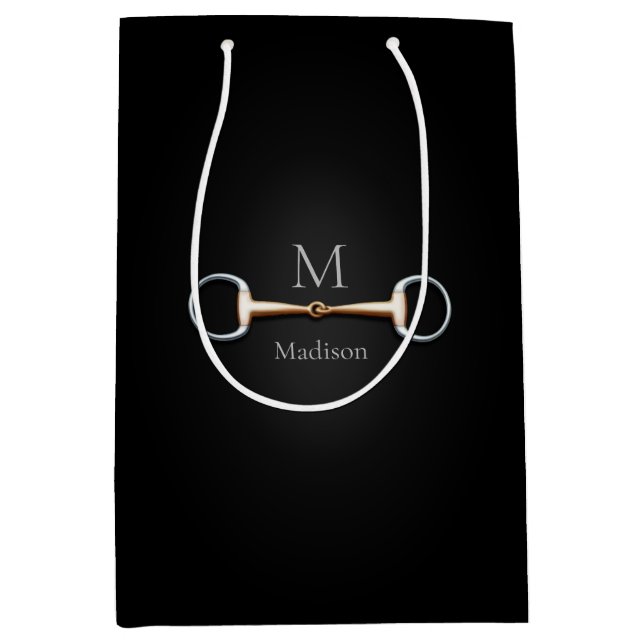 Sac Cadeau Moyen Eggbutt Snaffle Bit Horse Nom et monogramme (Devant)