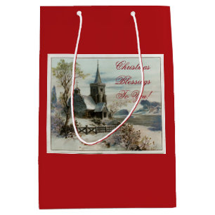 Sac Cadeau Moyen Église vintage de pays