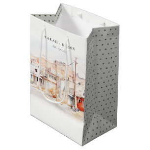 Sac Cadeau Moyen El Paso Texas City Scape Watercolor Mariage