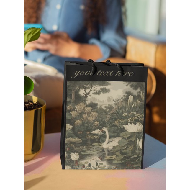 Sac Cadeau Moyen Élégance botanique - Le cygne dans la forêt (Créateur téléchargé)