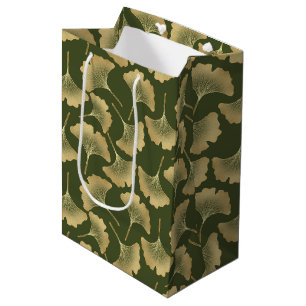Sac Cadeau Moyen Élégance Ginkgo Émeraude – Botanique Luxe Or 12