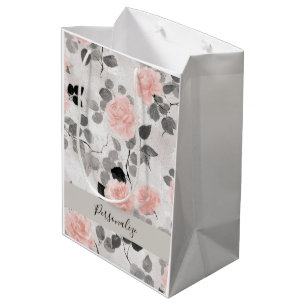Sac Cadeau Moyen Élégance Shabby Chic Rose Lace Personnalisée