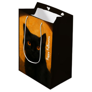 Sac Cadeau Moyen Élégance Surnaturelle Halloween Chat Noir Lune de