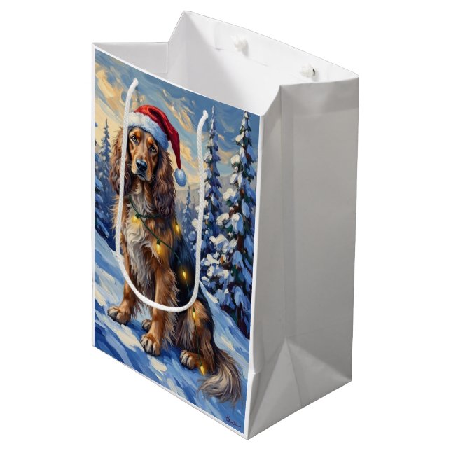 Sac Cadeau Moyen Elegant Afghan Hound Winter Wonderland Christmas (Devant Angle)