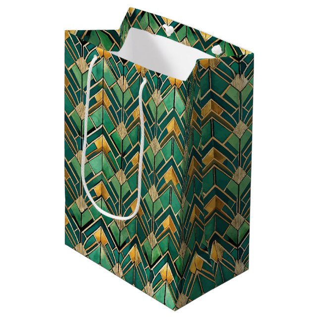 Sac Cadeau Moyen Elegant Art Deco tiled pattern  (Devant Angle)