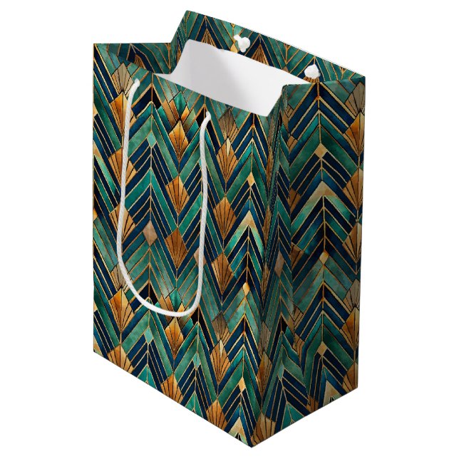 Sac Cadeau Moyen Elegant Art Deco tiled pattern  (Devant Angle)