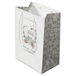 Sac Cadeau Moyen Élégant Bébé Jaune Joli Baby shower Hippo Foliage